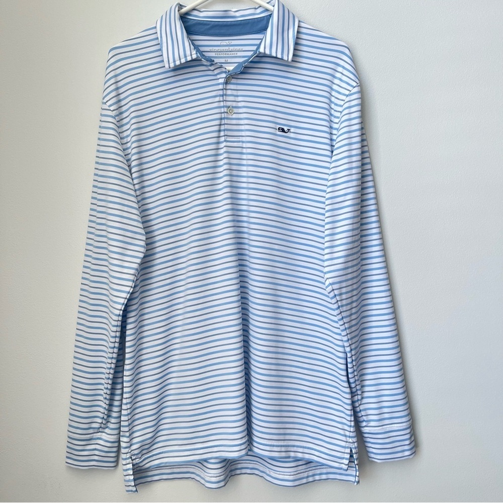 Vineyard Vines Striped Long Sleeve Performance Polo Shirt Mens Size Medium